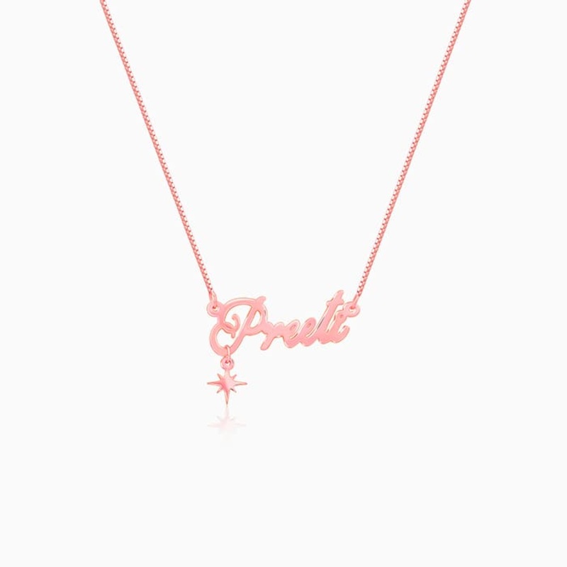 Rose Gold Personalised Name Star Charm Necklace