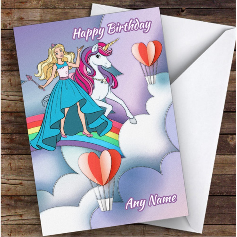 Unicorn Barbie Retro Children’s Kids Personalised Birthday Card – The Card Zoo