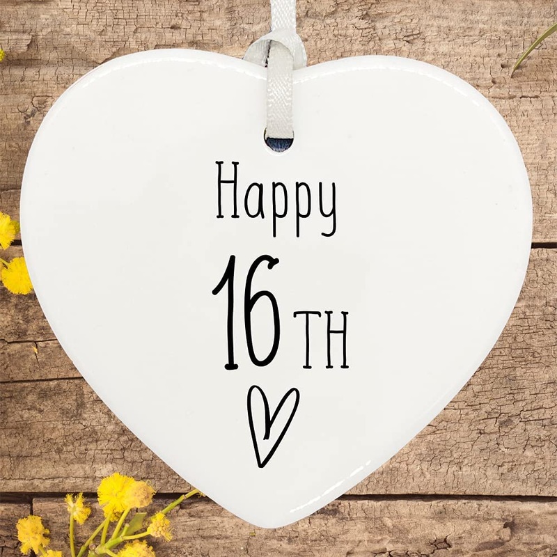 16th Birthday ornament, 16th keepsake, 16th ceramic heart gift