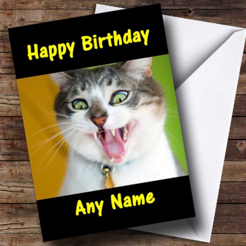 Crazy Funny Cat Personalised Birthday Card – The Card Zoo