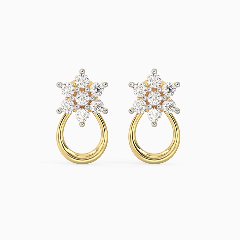 Gold Blooming Diamond Stud Earrings