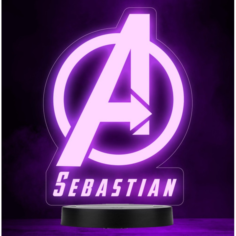 Kids Avengers Logo Personalised Gift Colour Changing Led Lamp Night Light – The Card Zoo