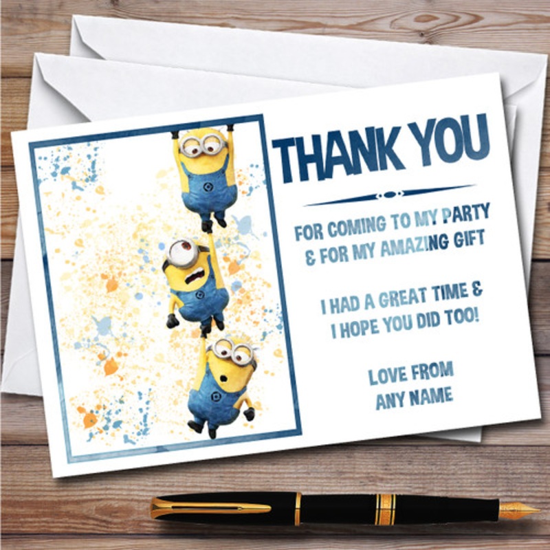 Minions Hanging About Splatter Art Children’s Birthday Party Thank You Cards – The Card Zoo