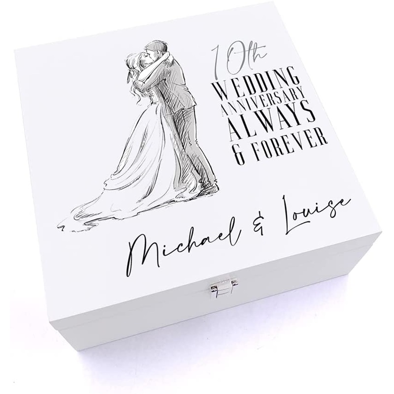Personalised Luxury Wooden 10th Wedding Anniversary Keepsake Box