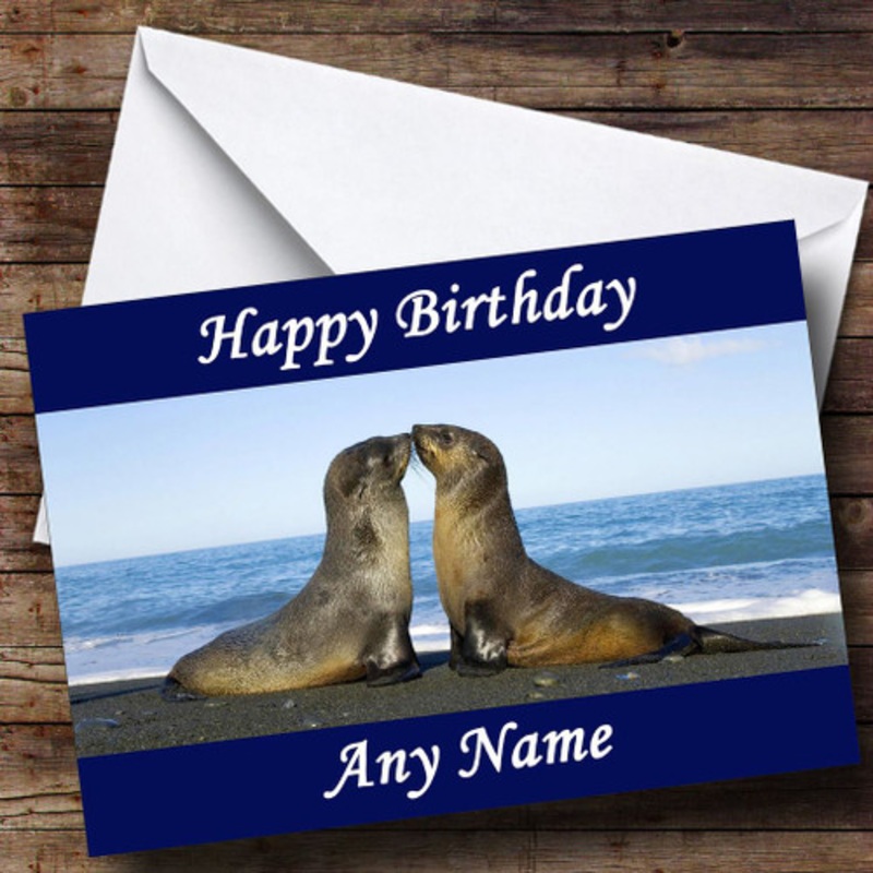 Seals Kissing Personalised Birthday Card – The Card Zoo
