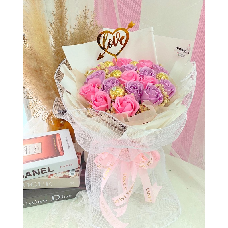 Soap Flower Bouquet- Pinky (Artificial Flower) | (Penang Delivery Only)