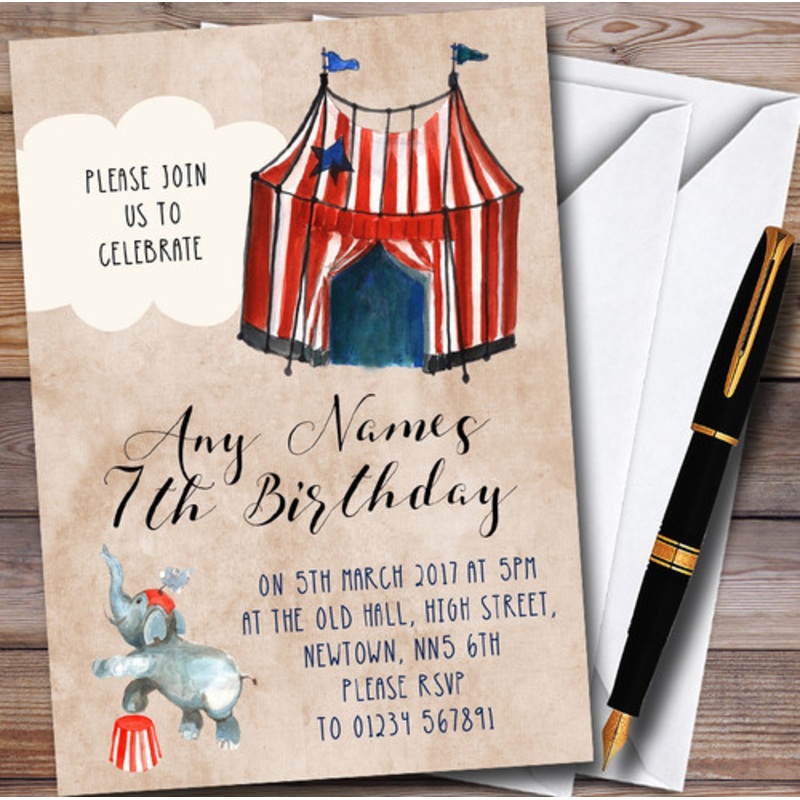 Vintage Big Top Circus Personalised Children’s Birthday Party Invitations – The Card Zoo