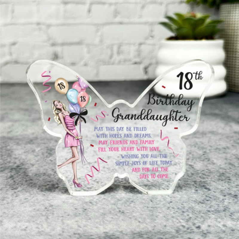 18th Birthday Present Granddaughter Balloons Butterfly Plaque Keepsake Gift – The Card Zoo