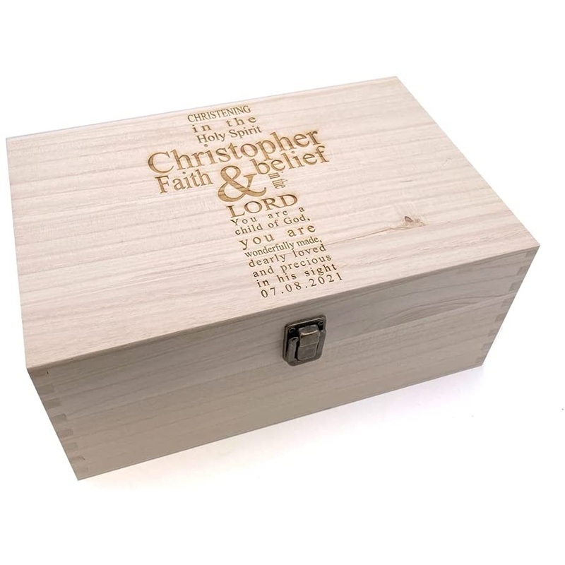 Christening Keepsake Gift Personalised Wooden Memory Box
