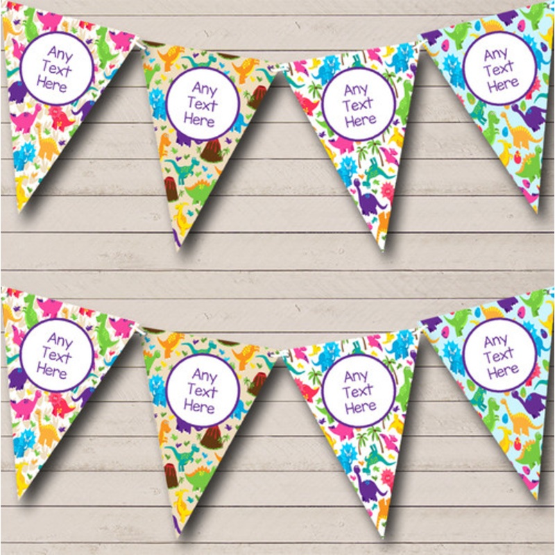 Colourful Dinosaurs Personalised Children’s Birthday Party Bunting – The Card Zoo