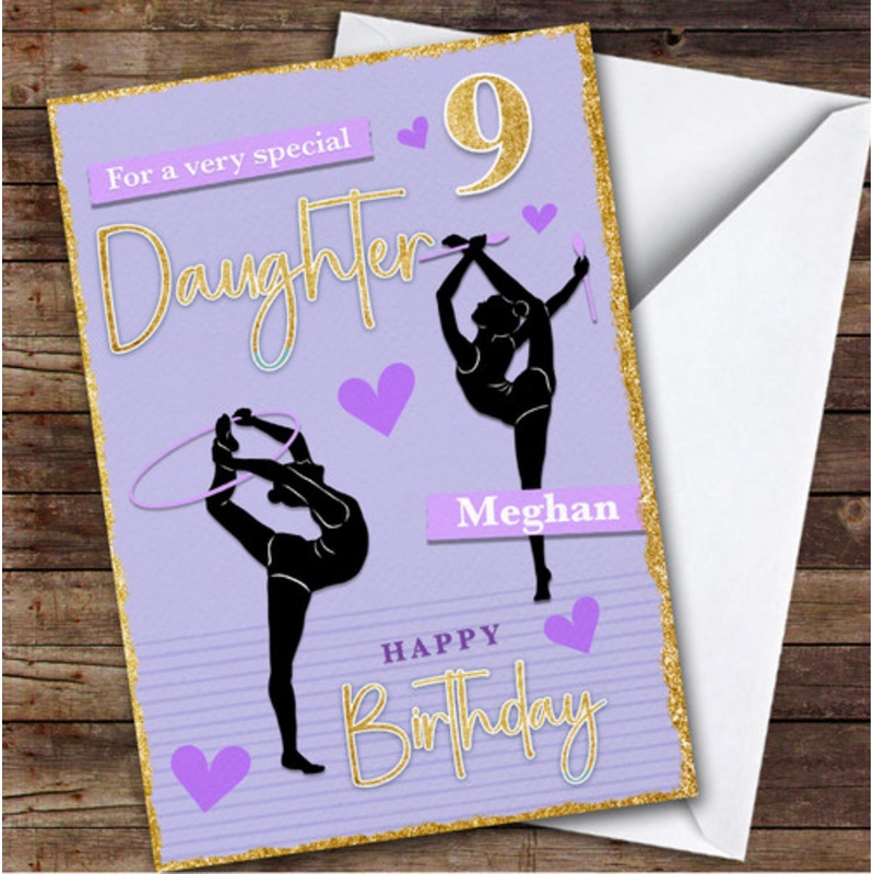 Daughter 9th Purple Gymnast Gymnastics Custom Personalised Birthday Card – The Card Zoo