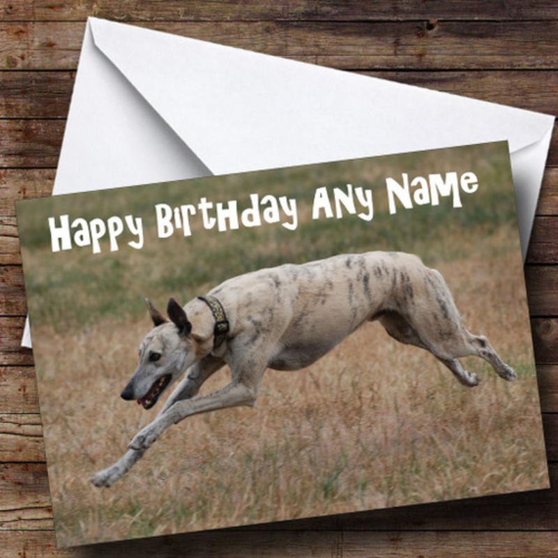 Greyhound Dog Running Personalised Birthday Card – The Card Zoo