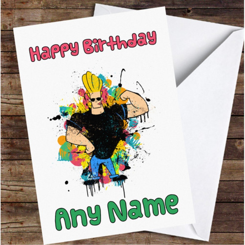 Johnny Bravo Splatter Drips Personalised Birthday Card – The Card Zoo