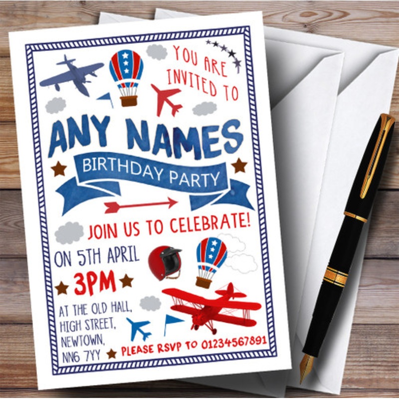 Plane In The Sky Children’s Birthday Party Invitations – The Card Zoo