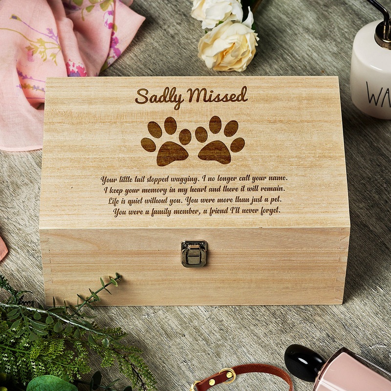 Raised Words Large Dog Memory Pet Memorial Keepsake Box