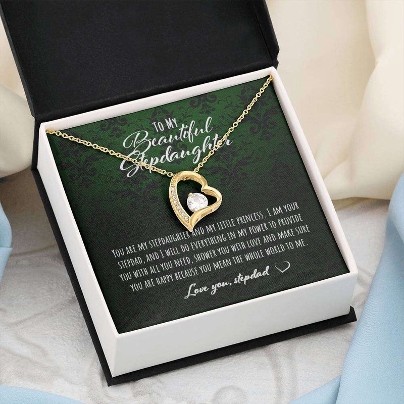 Stepdaughter Necklace, To My Beautiful Stepdaughter From Stepdad  Heart Necklace