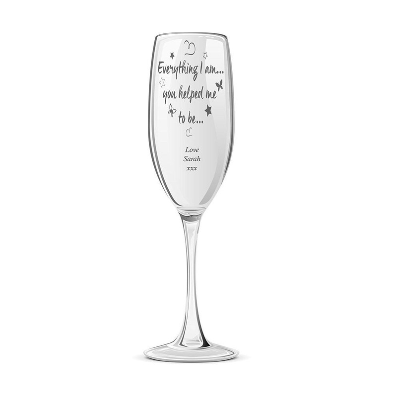 Thank you Sentiment Personalised Engraved Champagne Prosecco Glass