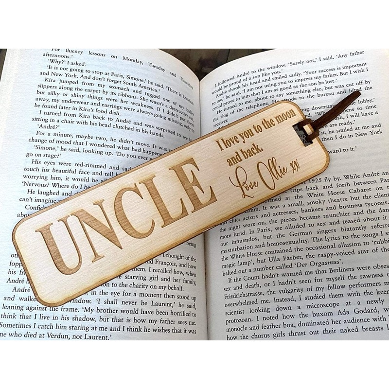Uncle Gift Personalised Wooden Engraved Bookmark