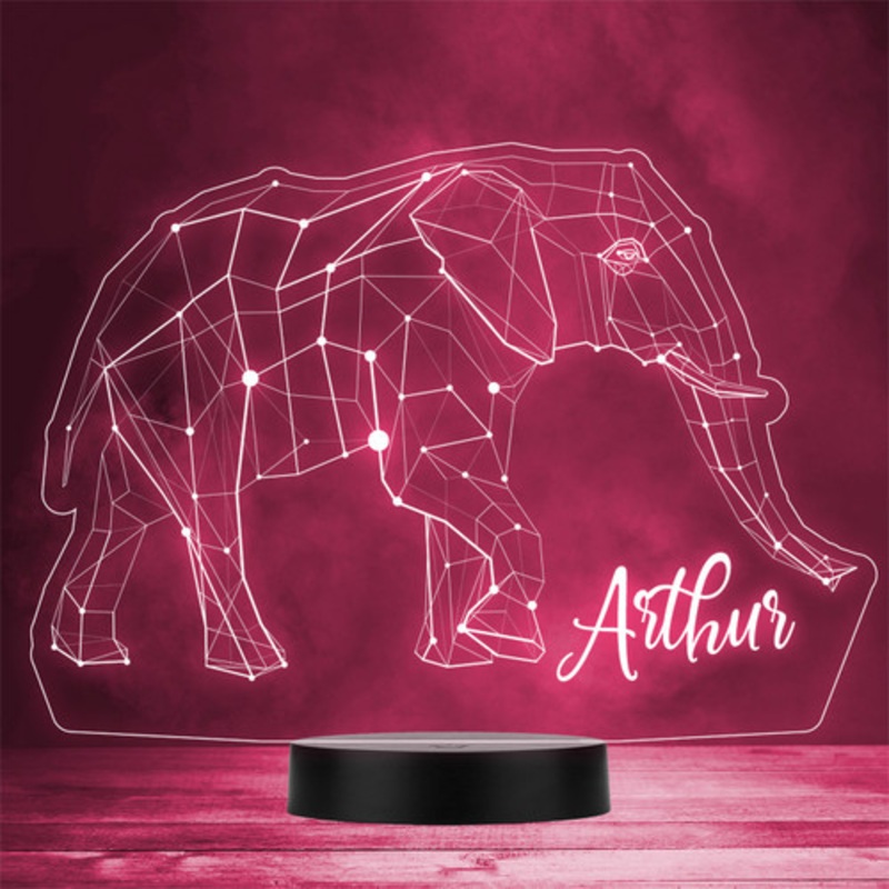 3D Style Geometric Elephant Personalised Gift Colour Change LED Lamp Night Light – The Card Zoo