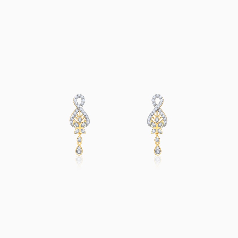 Gold Floral Finite Diamond Earrings