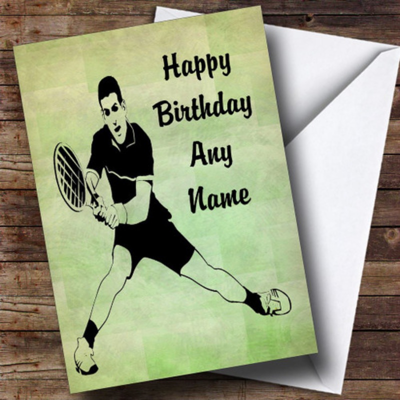Green Tennis Player Fan Personalised Birthday Card – The Card Zoo