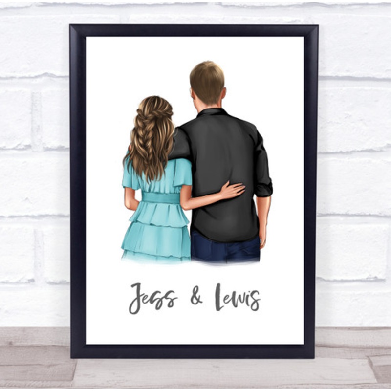 Hug White Romantic Gift For Him or Her Personalised Couple Print – The Card Zoo