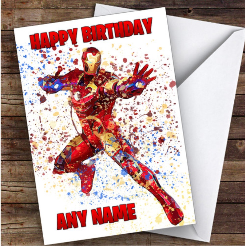 Splatter Art Superhero Gaming Iron Man Children’s Kids Birthday Card – The Card Zoo