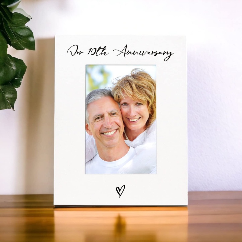 White 6×4 Portrait Picture Photo Frame 10th Anniversary Heart