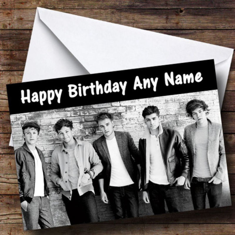 Black and White One Direction Personalised Birthday Card – The Card Zoo