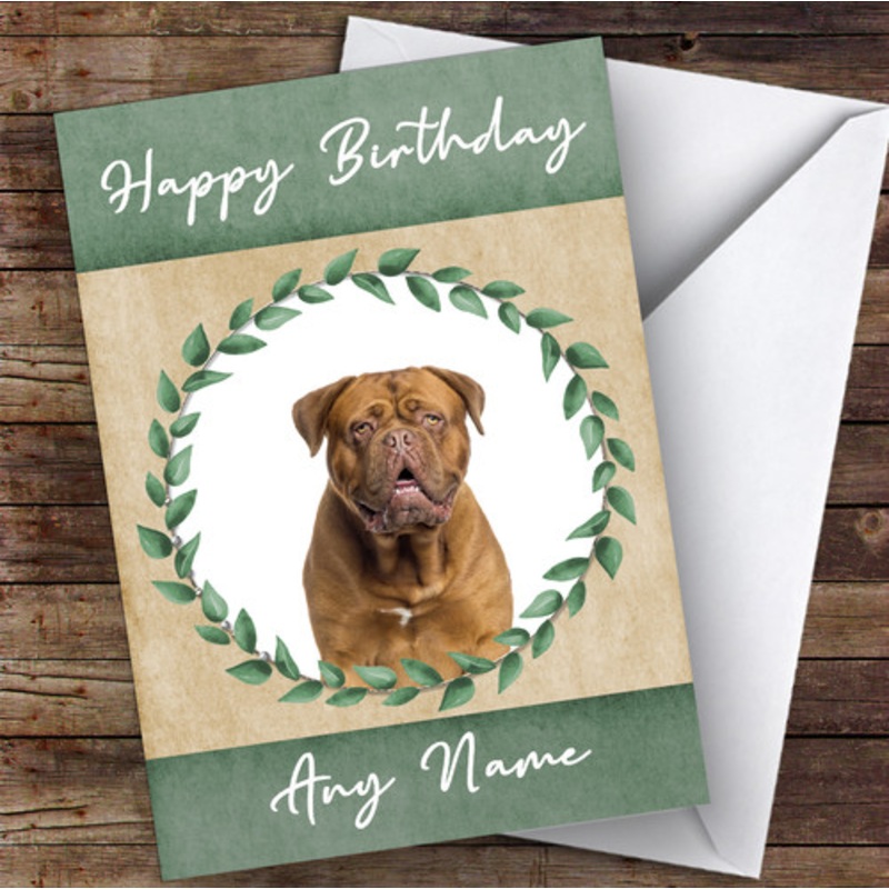 Dogue De Bordeaux Dog Green Animal Personalised Birthday Card – The Card Zoo