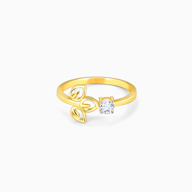 Gold Floral Soliatire Diamond Ring