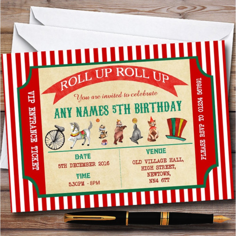 Olde Vintage Circus Personalised Children’s Birthday Party Invitations – The Card Zoo