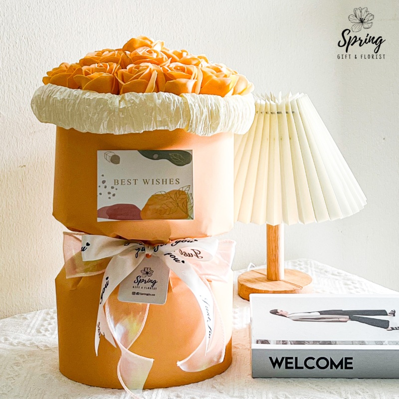 Orange Rose Artificial Soap Flower Bouquet (Klang Valley Delivery Only)