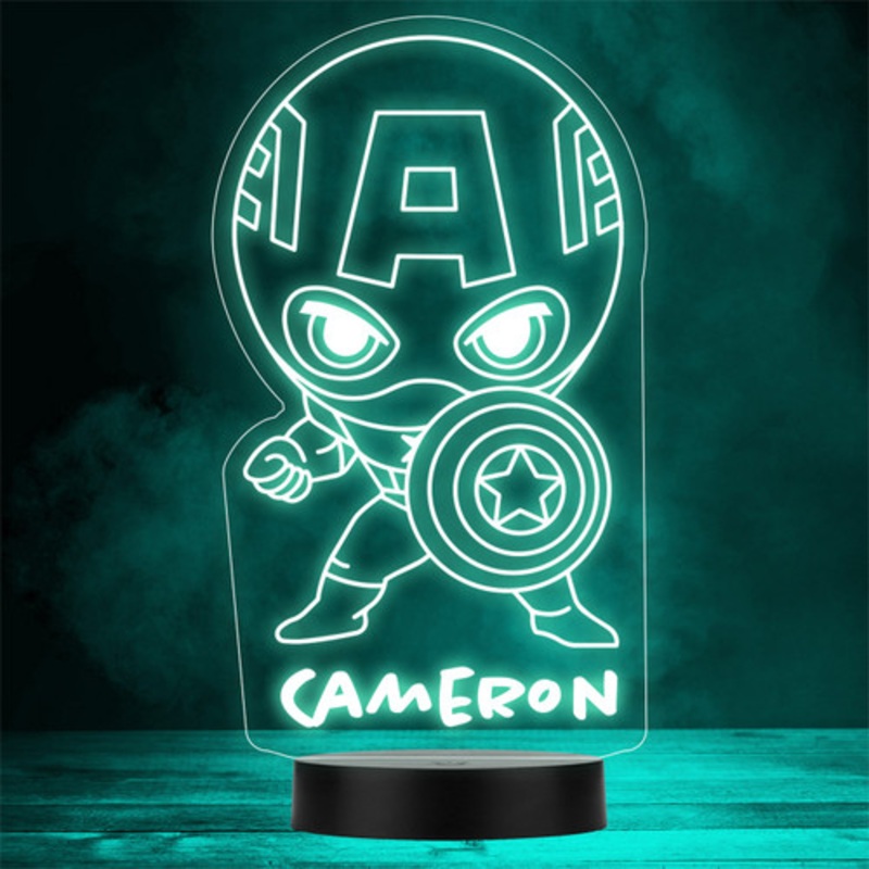 Baby Hero Captain America Superhero Personalised Gift Any Colour LED Night Light – The Card Zoo