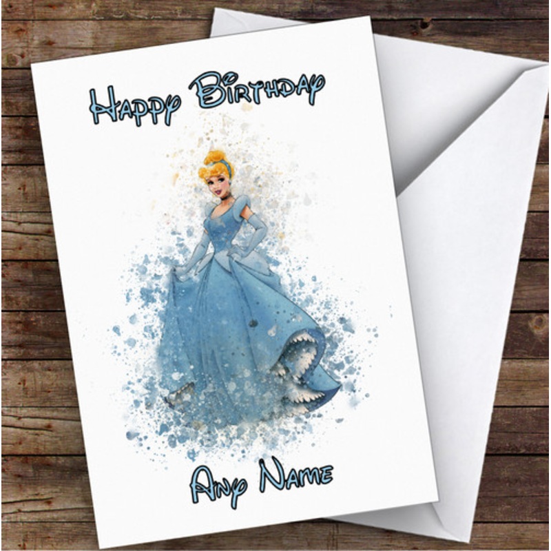 Cinderella Watercolour Children’s Kids Personalised Birthday Card – The Card Zoo