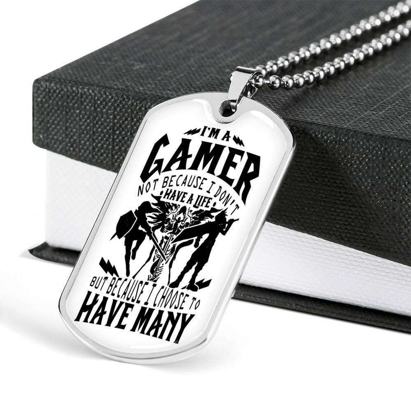 Custom IM A Gamer Dog Tag Military Chain Necklace Dog Tag