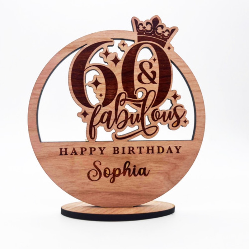 Engraved Wood 60 and Fabulous Milestone Age Birthday Keepsake Personalised Gift – The Card Zoo