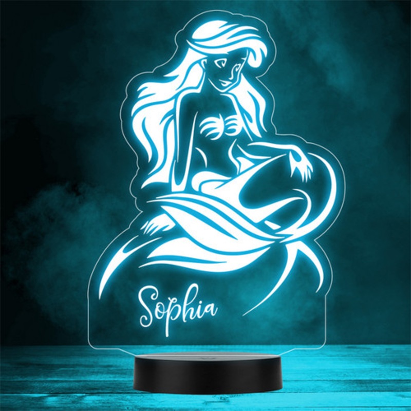 Girls Ariel Mermaid Personalised Gift Colour Changing LED Lamp Night Light – The Card Zoo