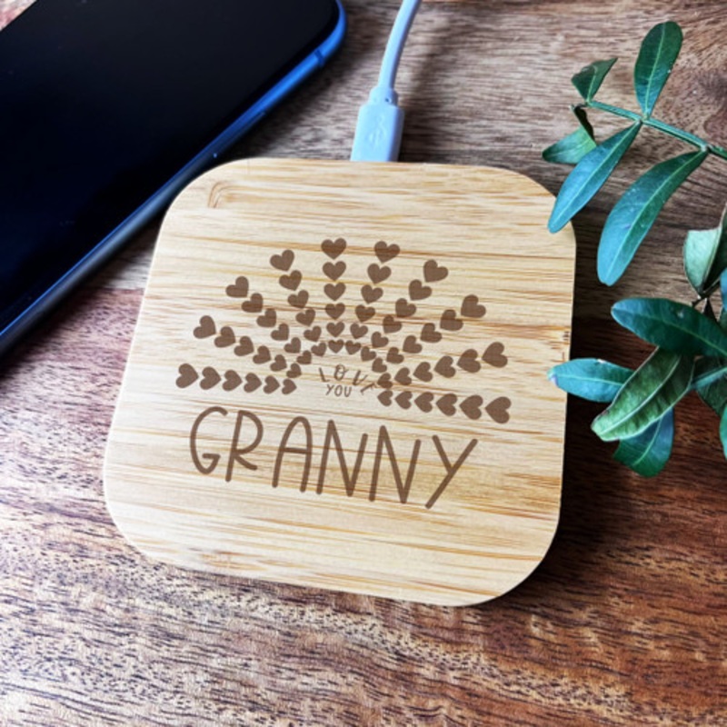 Hearts You Granny Charger Personalised Square Wireless Desk Pad Phone Charger – The Card Zoo