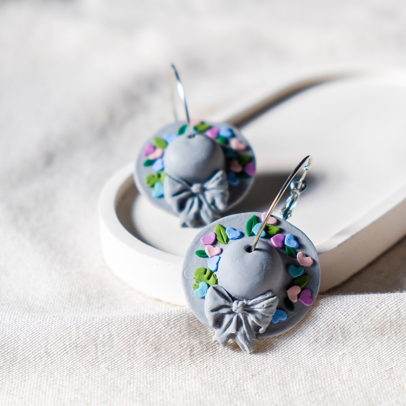 Summer Hat Chill Grey Handmade Polymer Clay Earring | (Nationwide Delivery)