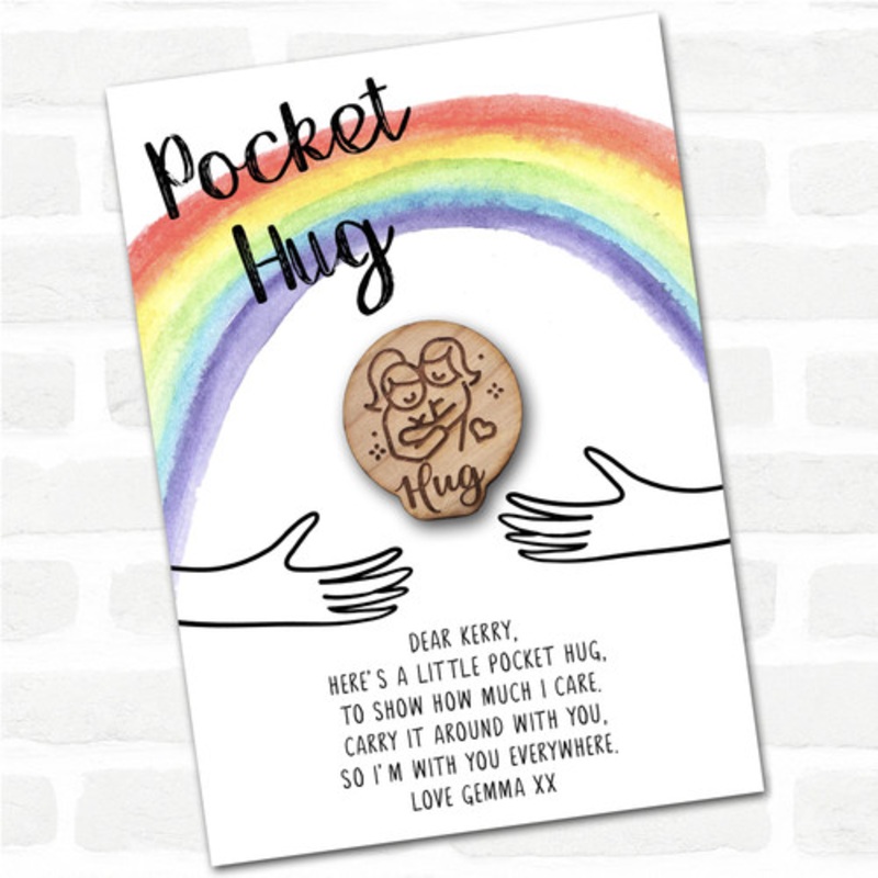 2 Friends Hugging Rainbow Personalised Gift Pocket Hug – The Card Zoo