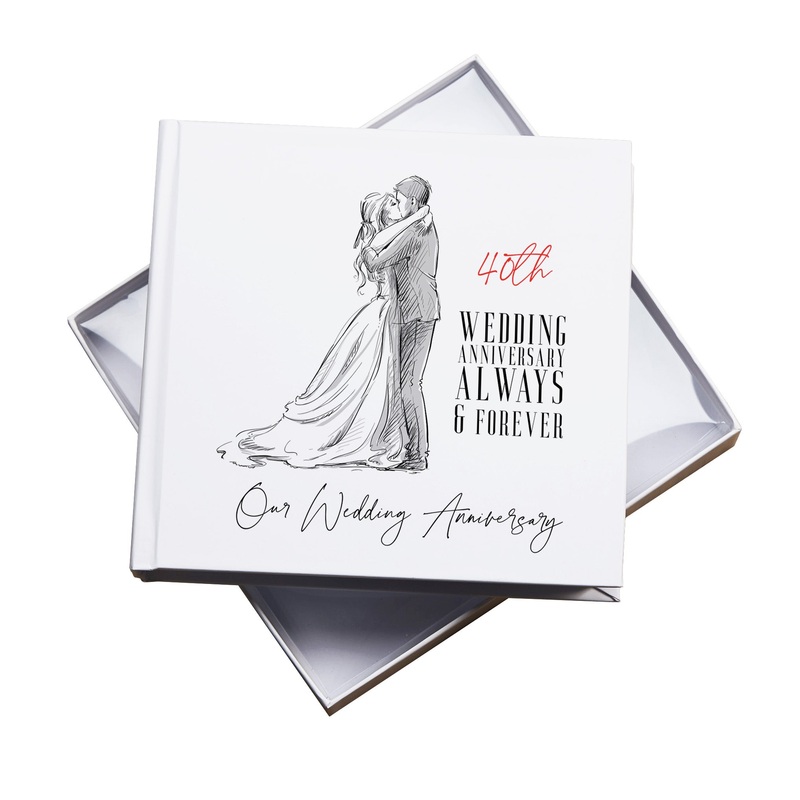 40th Wedding Anniversary Photo Album, White, Holds 50 Photos 6 x 4 , Gift Boxed Pack of 5 Wholesale Trade