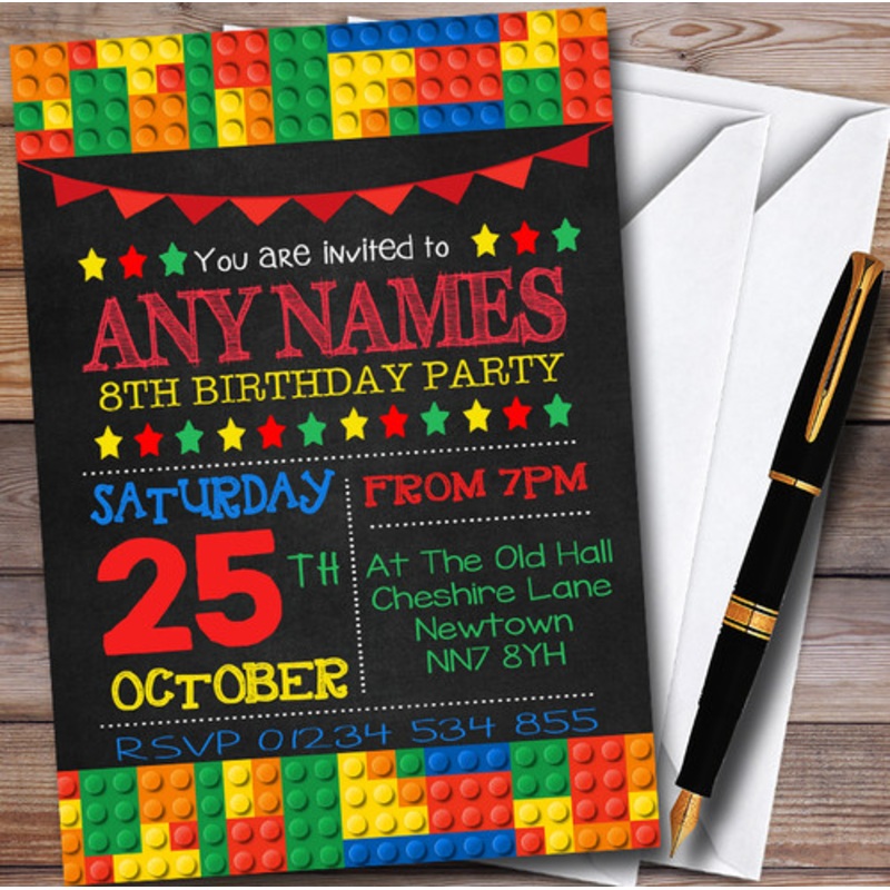 Building Bricks Blocks Personalised Children’s Party Invitations – The Card Zoo