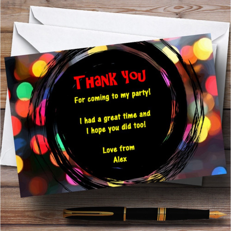 Cool Disco Lights Personalised Party Thank You Cards – The Card Zoo