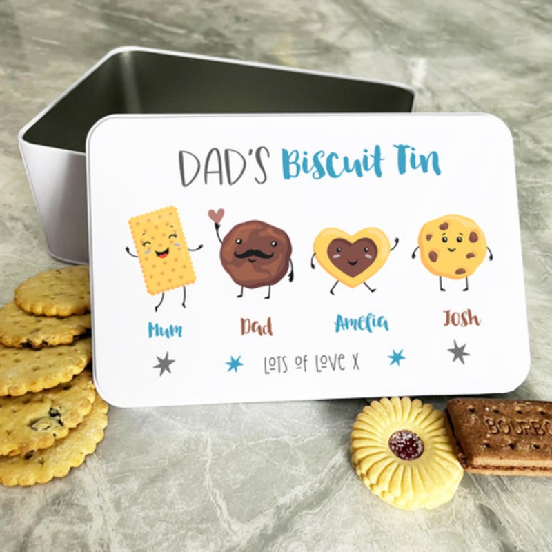 Dad’s Family Cute Names Personalised Gift Cookies Treats Biscuit Tin – The Card Zoo