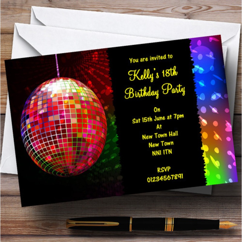 Disco Ball And Lights Personalised Party Invitations – The Card Zoo