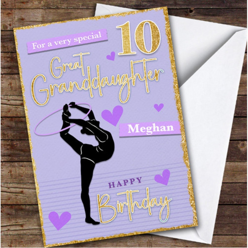 Great Granddaughter 10th Purple Gymnast Gymnastics Personalised Birthday Card – The Card Zoo