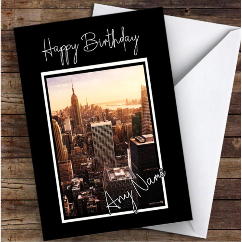 New York City Skyline Sun Design Pretty Personalised Birthday Card – The Card Zoo