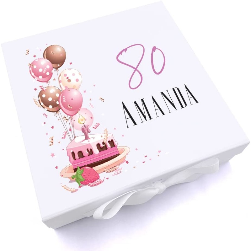 Personalised 80th Birthday Gifts For Her Keepsake Memory Box