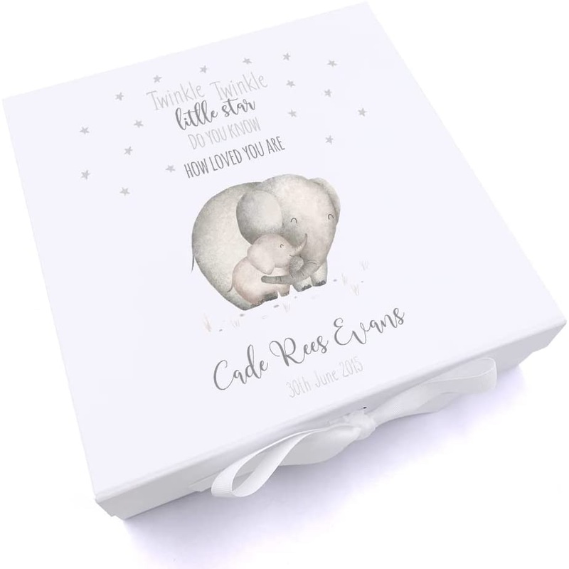 Personalised Twinkle Twinkle Little Star Elephant Keepsake Memory Box